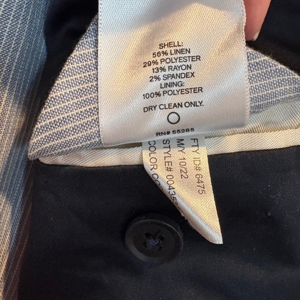 Linen Blend Blazer 44R Blue Striped Slim Fit Casual Jacket Express Lightweight - Picture 14 of 15